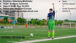 Cedric Devos Highlights Sudbury Cyclones2024⚽️ [upl. by Eelnayr]