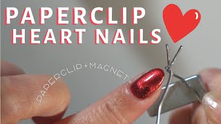 HOWTO Paperclip Heart Trend with Magnetic Nail Polish  DIY Newest VIRAL Nail Trend Tutorial [upl. by Archibaldo]