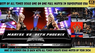 WWE 2K13  MARYSE VS BETH PHOENIX  BEST OF ALL TIMES DIVAS  FULL MATCH IN SUPERSTARS ERA  4K PLAY [upl. by Raynard]