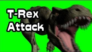 Short TRex Animation low poly  Green Screen 1080p [upl. by Ahsilak]