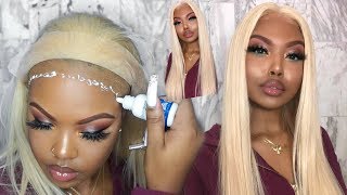 HOW TO INSTALL A PLATINUM BLONDE LACE WIG ON WOC  YOOWIGS [upl. by Anehc]