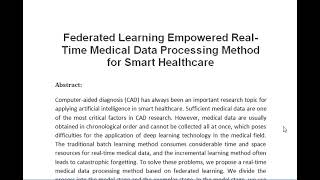 Federated Learning Empowered Real Time Medical Data Processing Method for Smart Healthcare [upl. by Rempe88]