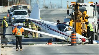 CAUGHT ON CAMERA Singleengine plane crashes on roadway at Buttonville [upl. by Barsky490]