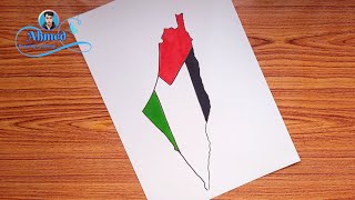 رسم خريطة فلسطين  رسم علم فلسطين  1 [upl. by Palla]