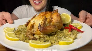 Asmr Mukbang Spinach Artichoke Stuffed Chicken  cooking amp eating دجاج محشي بالخرشوف وسبانخ [upl. by Tobe492]