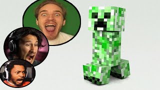 Gamers Reaction to First Seeing a Creeper Mob in Minecraft  Pewdiepie Markiplier and more [upl. by Erick]