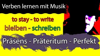 Verben lernen mit Musik bleiben  schreiben Präsens  Präteritum Perfekt [upl. by Ada]