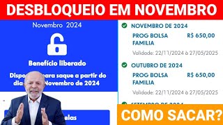 PAGAMENTO BOLSA FAMÍLIA DESBLOQUEADO EM NOVEMBRO COMO REALIZAR O SAQUE DAS PARCELAS [upl. by Swainson603]