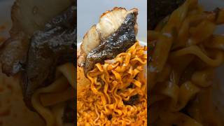 carbo buldak ramen with grilled spanish mackerel asmr koreanfood [upl. by Goodrich388]