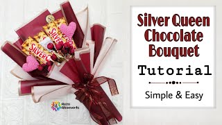 Simple amp Easy Silverqueen Chocolate Bouquet Wrapping Tutorial  Membuat Buket Coklat Silverqueen [upl. by Rodrich]