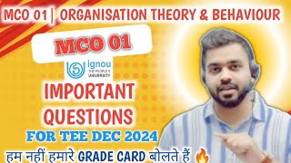 MCO 01 IMPORTANT QUESTIONS FOR TEE DEC 2024  IGNOU 🎯 Ace Your Exam with Shuvam Sir 🎓 [upl. by Esilram]