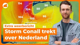 Extra weerbericht Code Oranje voor storm Conall [upl. by Tecil]