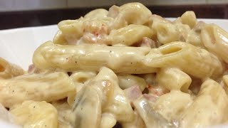 CREAMY PENNE PASTA CHEESY  CARBONARA  WHITE SAUCE EASY TO MAKE PASTA RECIPE [upl. by Rubinstein]