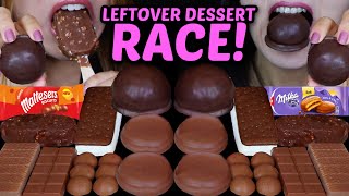 ASMR LEFTOVER DESSERT RACE MALTESERS CHOCOLATE COVERED MARSHMALLOWS MILKA CAKE KINDER ICE CREAM [upl. by Vincents]