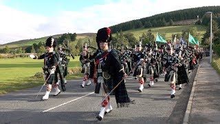 2018 Lonach Highlanders Gathering outward march from Bellabeg Strathdon in Scottish highlands [upl. by Romy]