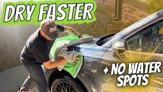 HOW TO DRY YOUR CAR FASTER with no water spots  Tips and Tricks [upl. by Netsrejk]