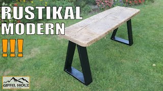 Gartenbank selber bauen im INDUSTRIAL STYLE  Bank aus Holz und Metall  Industriedesign DIY [upl. by Aleetha]