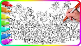 BIGGEST Coloring Pages MY LITTLE PONY How to color My Little Pony MLP Easy Drawing Tutorial Art [upl. by Madeline555]