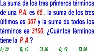 PROGRESIÓN ARITMÉTICA  Examen Admisión Universidad  ÁLGEBRA  Problema Resuelto [upl. by Crespi]