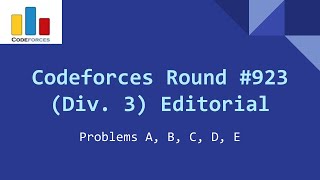 Codeforces Round 923Div 3 Editorial Problems A B C D E [upl. by Miller]