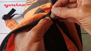 Cara memasang kepala resleting tas  sewing tutorial [upl. by Ierdna171]