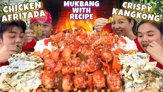 Mukbang with Recipe AFRITADANG MANOK and CRISPY KANGKONG LEAVES MUKBANG PINOY MUKBANG PHILIPPINES [upl. by Eiliak403]