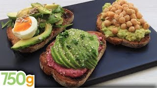 Recettes de Tartines avocat en 3 versions  750g [upl. by Anamuj401]