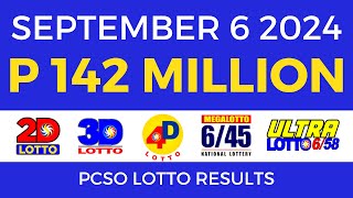 Lotto Result Today 9pm September 6 2024  PCSO Complete [upl. by Adorne]