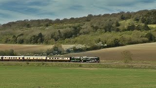 A Bulleid in the Sun  Clan Line on the Surrey Hills VSOE  170415 [upl. by Dominik442]