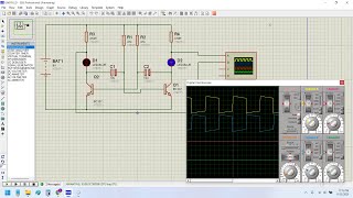 2 NPN Transistors Astable Multivibrator Common Emitter proteus circuit simulation transistor [upl. by Nelyk]