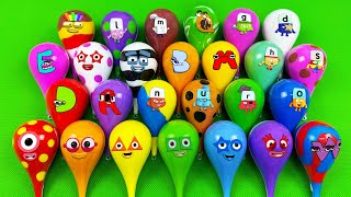 Rainbow SLIME Looking Numberblocks Alphablocks Alphabet Lore with Water Drop Mix Colorful ASMR [upl. by Reeves]