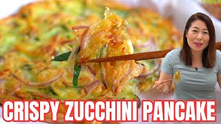 EASY CHEAP amp DELICIOUS CRISPY Korean Zucchini Pancake Recipe ANYONE CAN MAKE THIS 🇰🇷바삭바삭한애호박 부침개 [upl. by Neeleuqcaj]