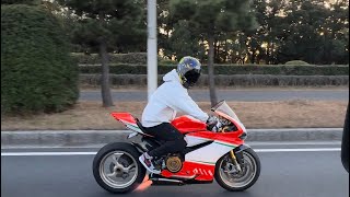 DUCATI Panigale R Akrapovic full exhaust soundafter fire🔥 [upl. by Anikat]