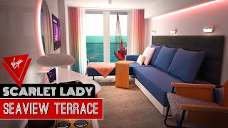 Sea Terrace  Virgin Voyages Scarlet Lady  Full Walkthrough Room Tour amp Review 4K [upl. by Franni322]