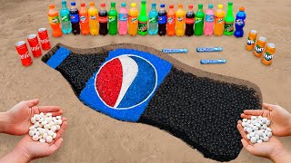 DIY PEPSI Water Beads Logo Underground with Mentos and Popular Sodas [upl. by Enelaehs]