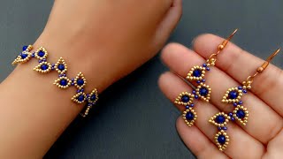 Seed Bead Jewelry Making Tutorials For BeginnersBracelet amp Earrings Useful amp Easy [upl. by Berlin]