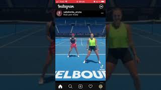 Sabalenka and Mertens dance in Australian open 2021 [upl. by Lenod]