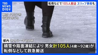 【大雪情報】都内で135人救急搬送 積雪や路面凍結の影響 スリップによる交通事故も｜TBS NEWS DIG [upl. by Erdnuaed]