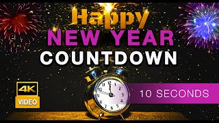 4K New Years’ COUNTDOWN VIDEO 10 Seconds with Sound Effects Fireworks DOWNLOAD  2024 [upl. by Loredana435]