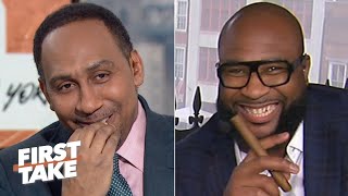 Stephen A eats crow after his wrong LSUClemson prediction  First Take [upl. by Noterb30]