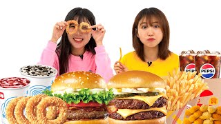 롯데리아 햄버거 오징어링 토네이도 쉐이크 Lotteria Hamburger Squid Ring Tornado Shake 🍔🍿 [upl. by Yi]