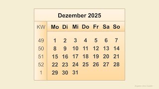 Kalender Dezember 2025 [upl. by Adnamas179]