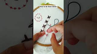 how to do stem Stitch embroidery handembroidery sewing tutorial stitching ideas hacks tips [upl. by Keviv838]