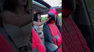 Leather car seat cover  5 minutes to change the color interior [upl. by Ahsatin97]