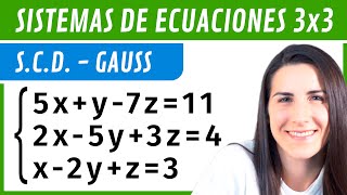 SISTEMAS de Ecuaciones 3x3 SCD ✅ Método de GAUSS [upl. by Nylesoy]