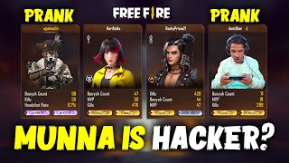 Munna Is Hacker🤣 Prank with Random Player CS Gameplay  Garena Free Fire Total Gaming [upl. by Maller]