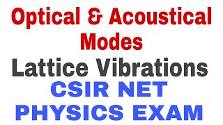 Optical amp Acoustical Modes  Solid State Physics  CSIR NET PHYSICS EXAM [upl. by Maurilla]