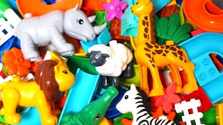 Satisfying Building Blocks Marble Run ASMR Very popular Cute safari animal block coasters [upl. by Heyman]