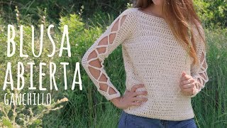 Tutorial Blusa Fácil Mangas Abiertas  Ganchillo  Crochet  Lanas y Ovillos [upl. by Dex]