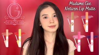 Madame Gie Netizen Lip Matte Makeup Lipstick Review Swatches Shades 16  Anna Mariana [upl. by Rodina]